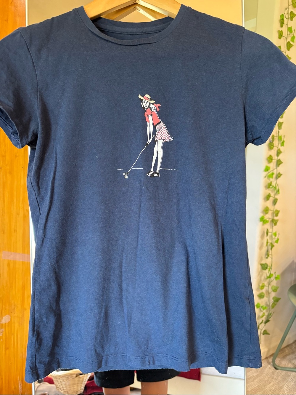 Lady Hagen Navy Tee with Red & White Golf Girl Graphic